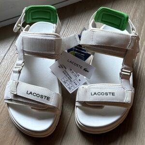 NWT Lacoste White women’s Sandals with Green Heel Accent size 37